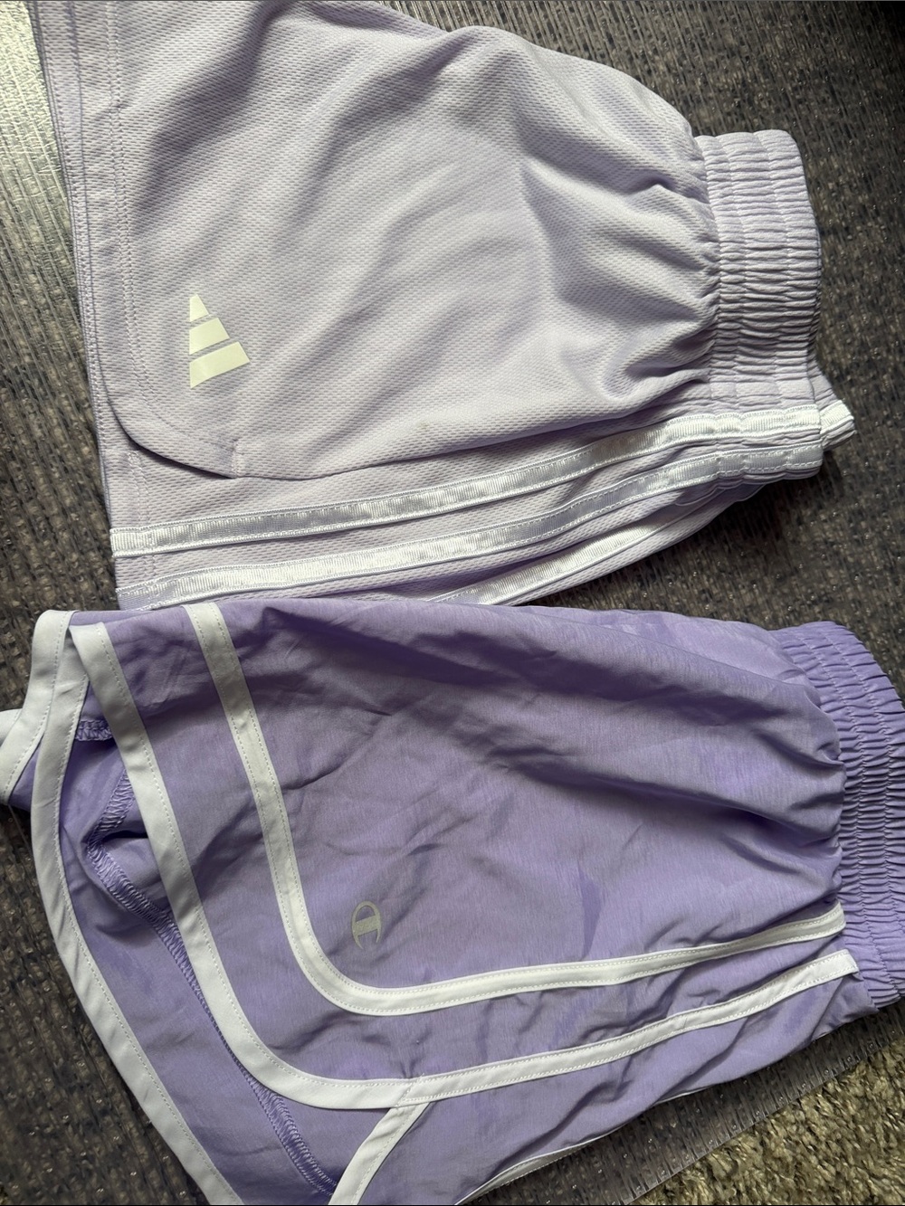 adidas Lavender Athletic Shorts with White Trim